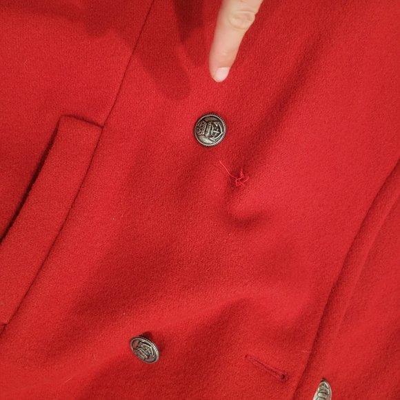Wool blend red button coat - Picture 8 of 8